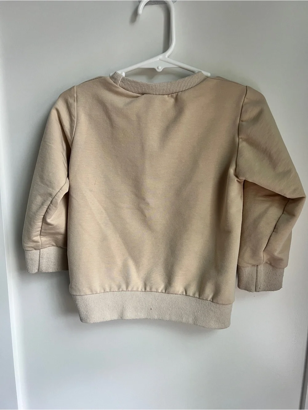 Neutral Beige Kids Sweatshirt with Green Tractor Graphic